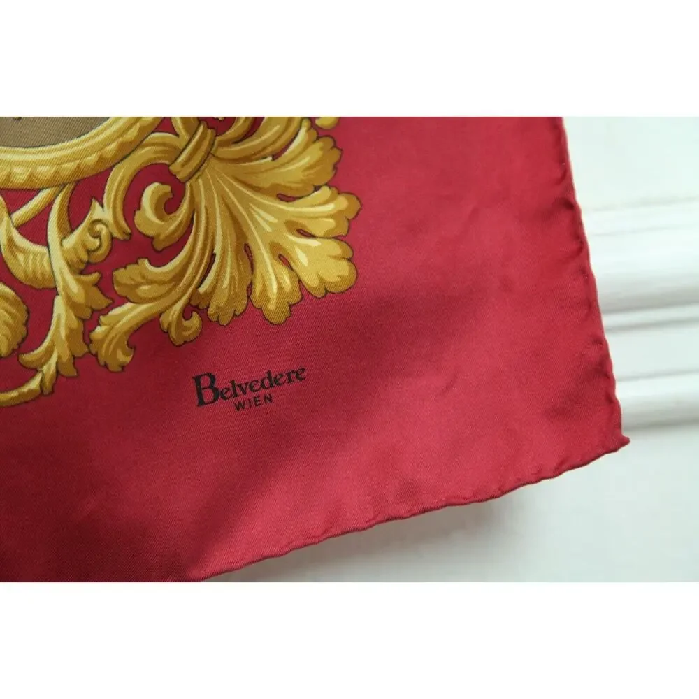 Belvedere Silk Scarf Baroque Scroll‎ Drums Crest Old Money 34